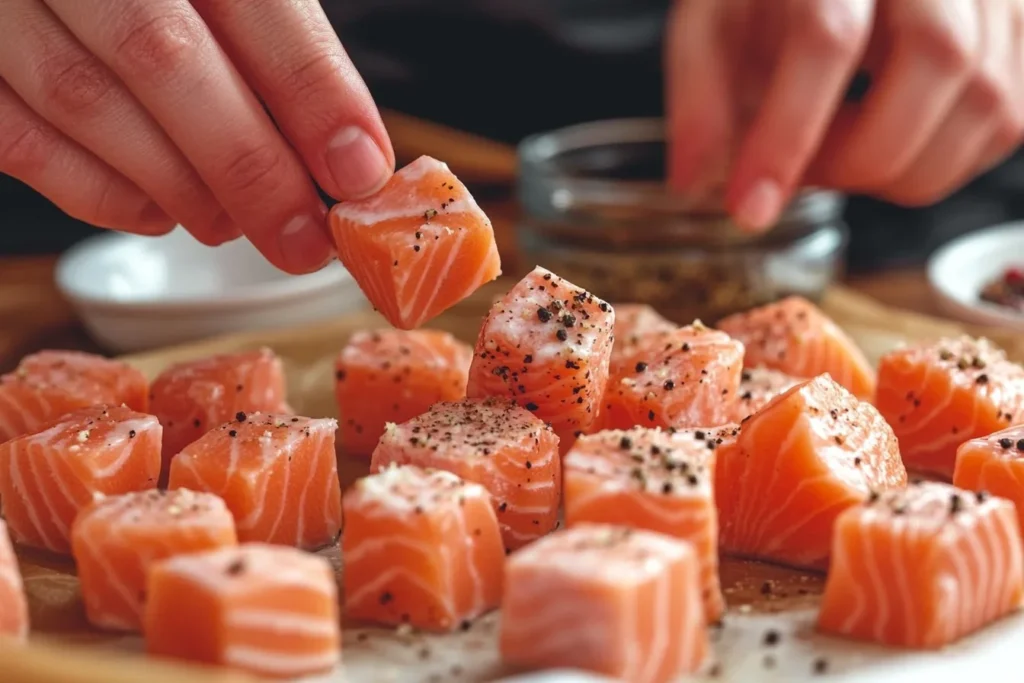 "Step-by-step salmon preparation"