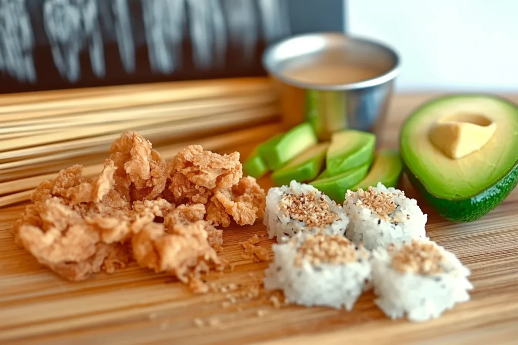 Ingredients for chicken tempura roll