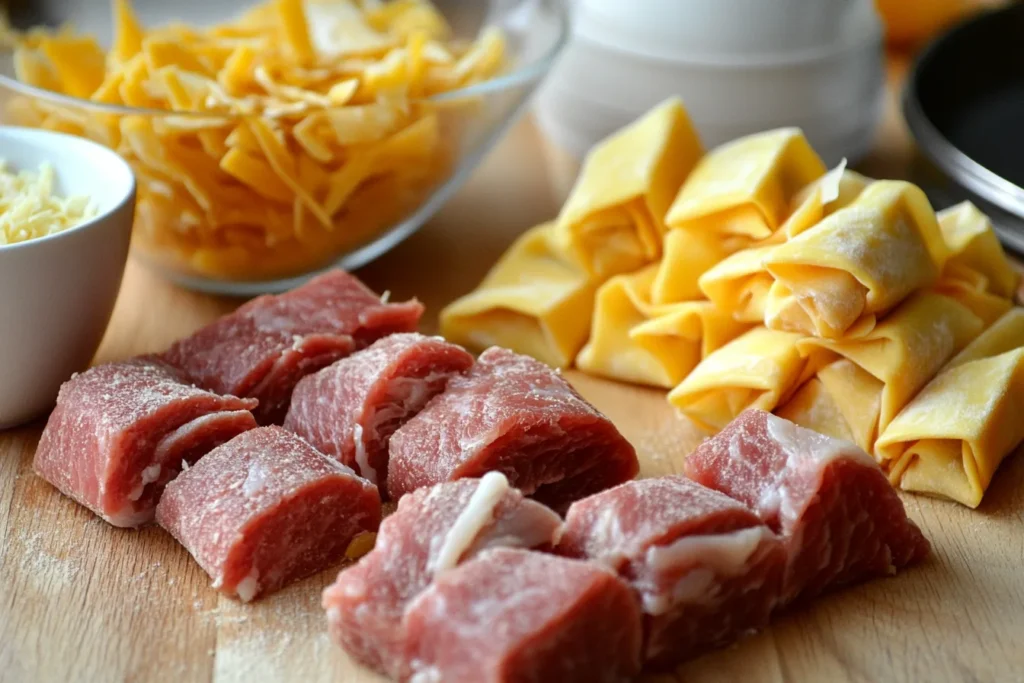 Ingredients for Reuben egg rolls