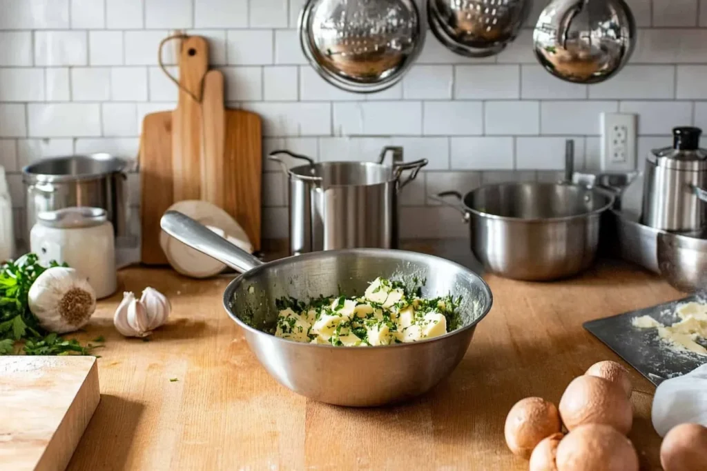 Mixing garlic butter ingredients