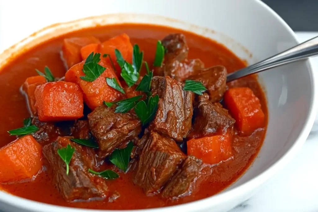 Close-up of tender beef stew