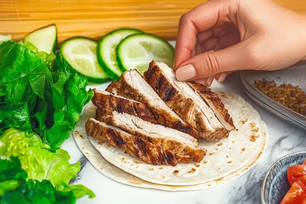 Assembling Chicken Wrap