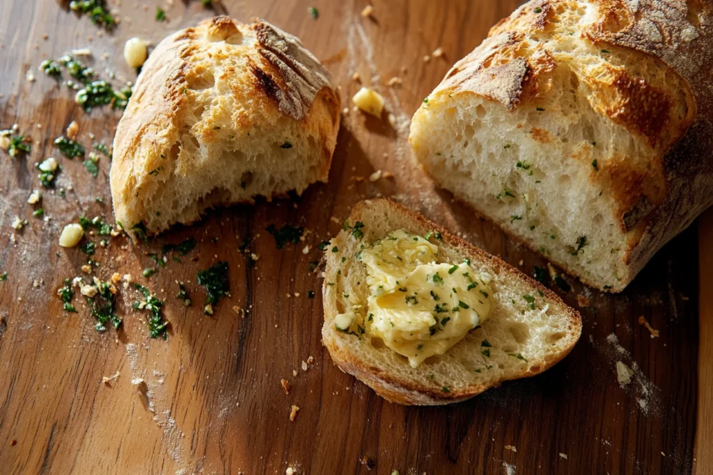 Garlic butter on warm bread