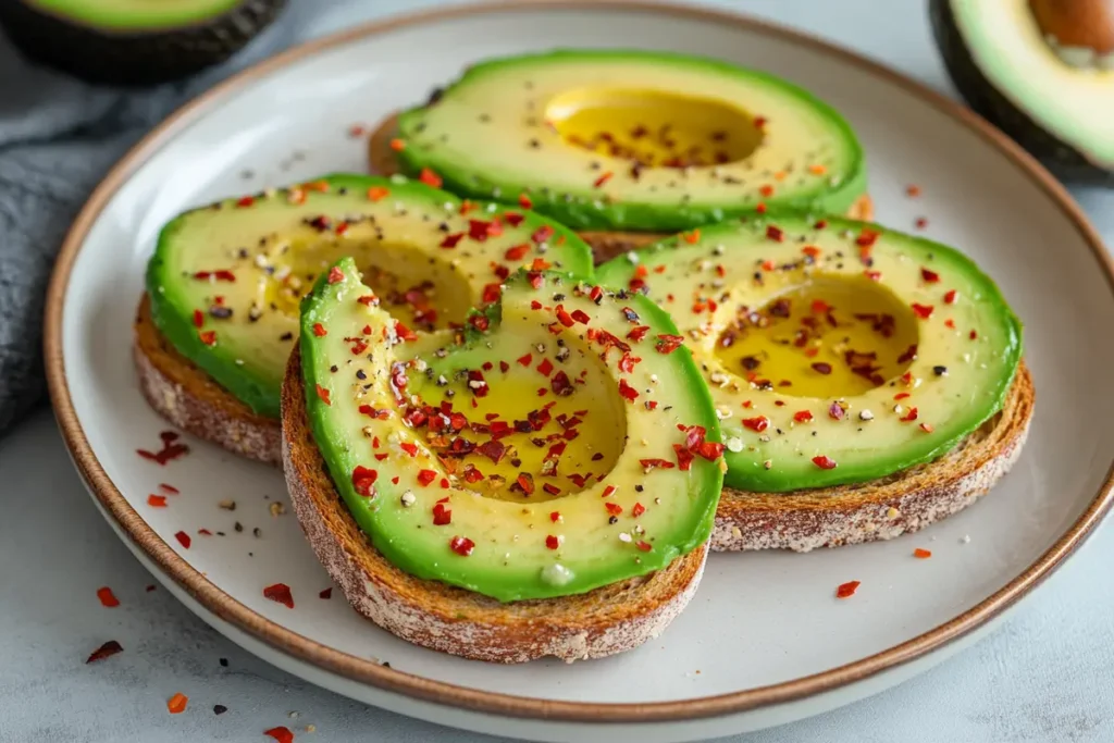 Seasoned avocado toast with chili flakes