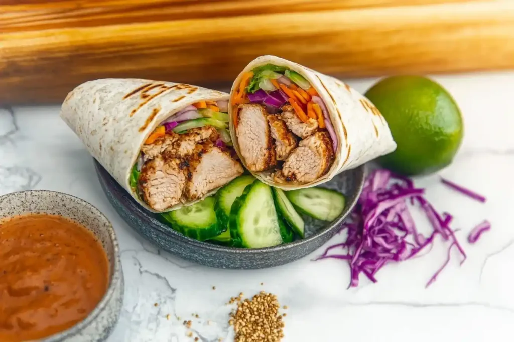 Grilled chicken wrap preparation