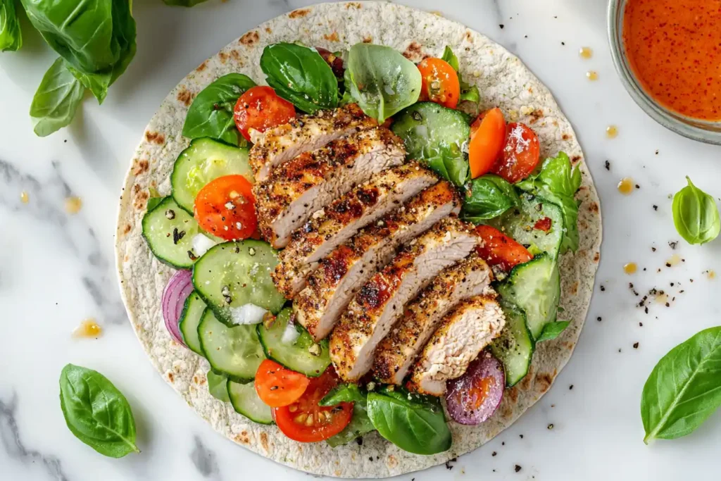 Healthy grilled chicken wrap