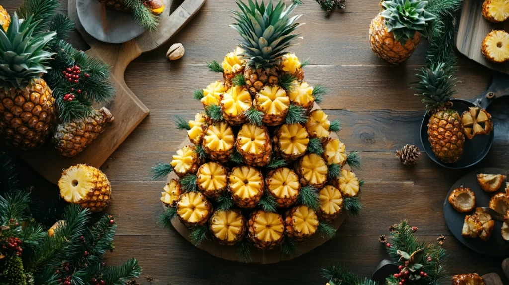 Pineapple Christmas tree with fruit decorations
