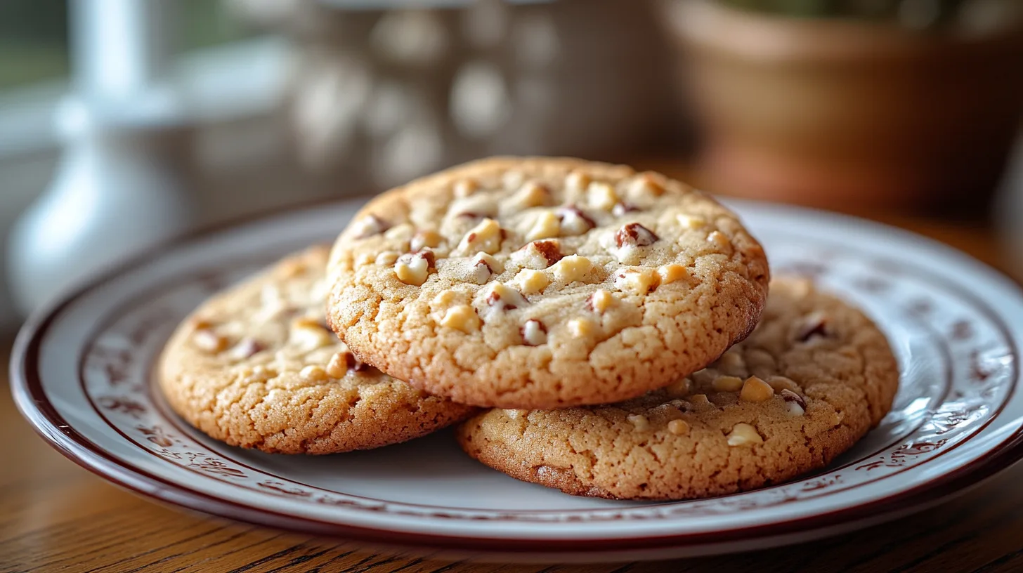Tate’s Butter Crunch Cookies arranged on a wooden tray, highlighting their golden-brown texture and crisp appearance.