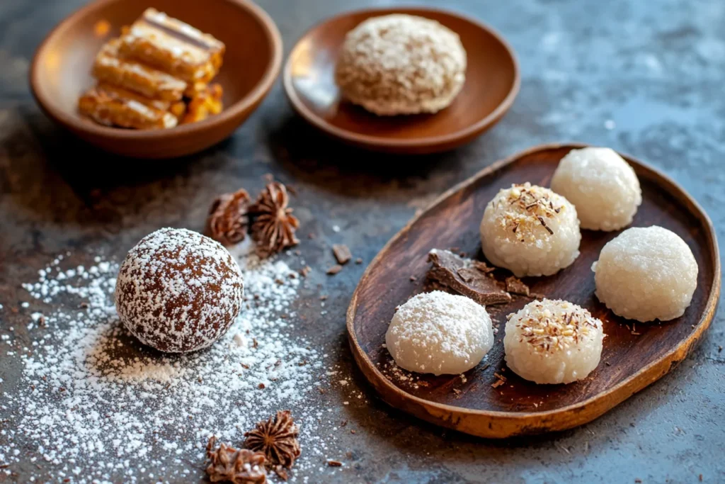Different chocolate mochi flavors