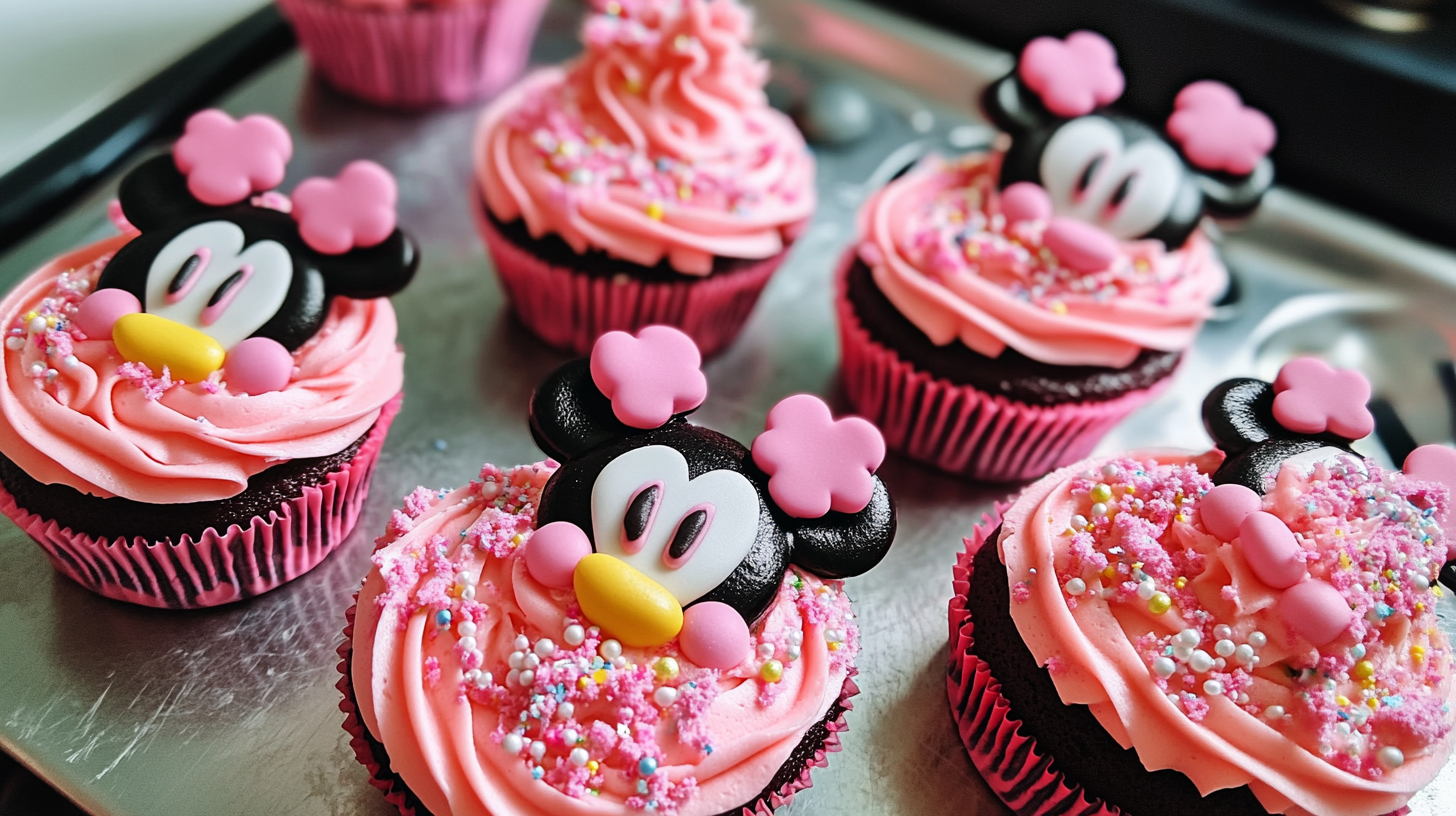 Minnie mouse cupcakes with fondant ears