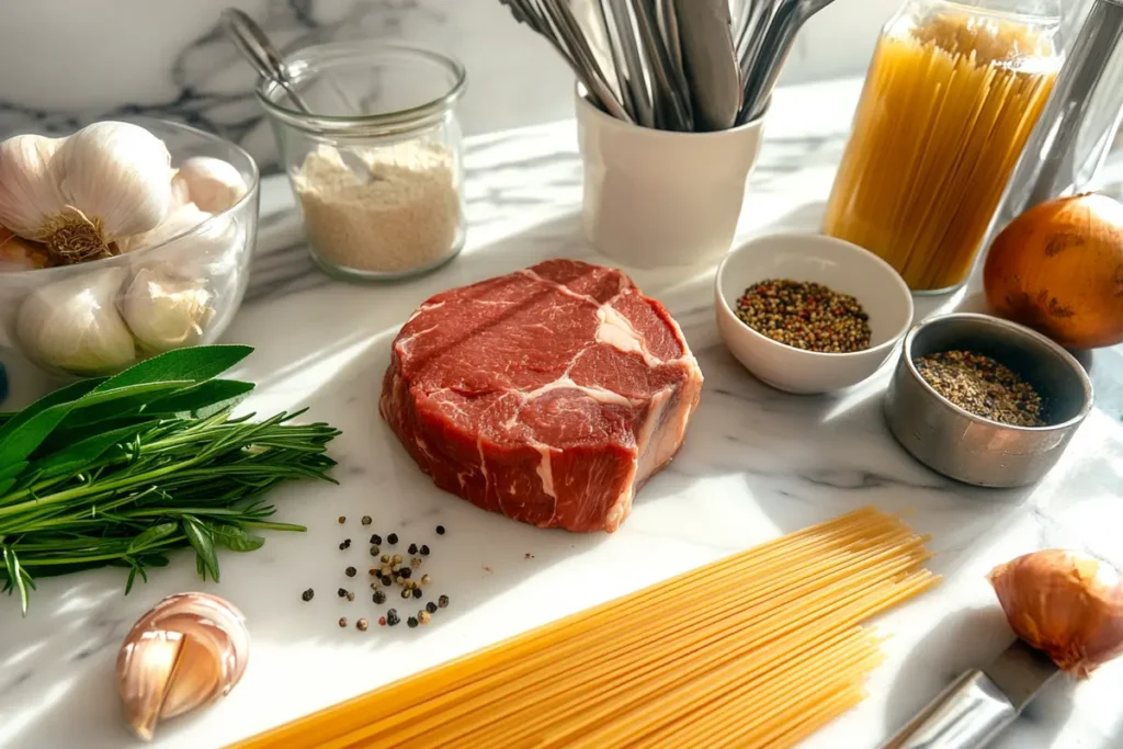 Cooking Pasta and Beef	