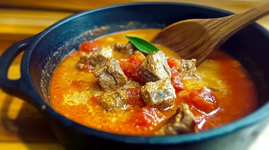 Concise description with focus keyword — “Hearty chilean tomato stew in a rustic bowl”